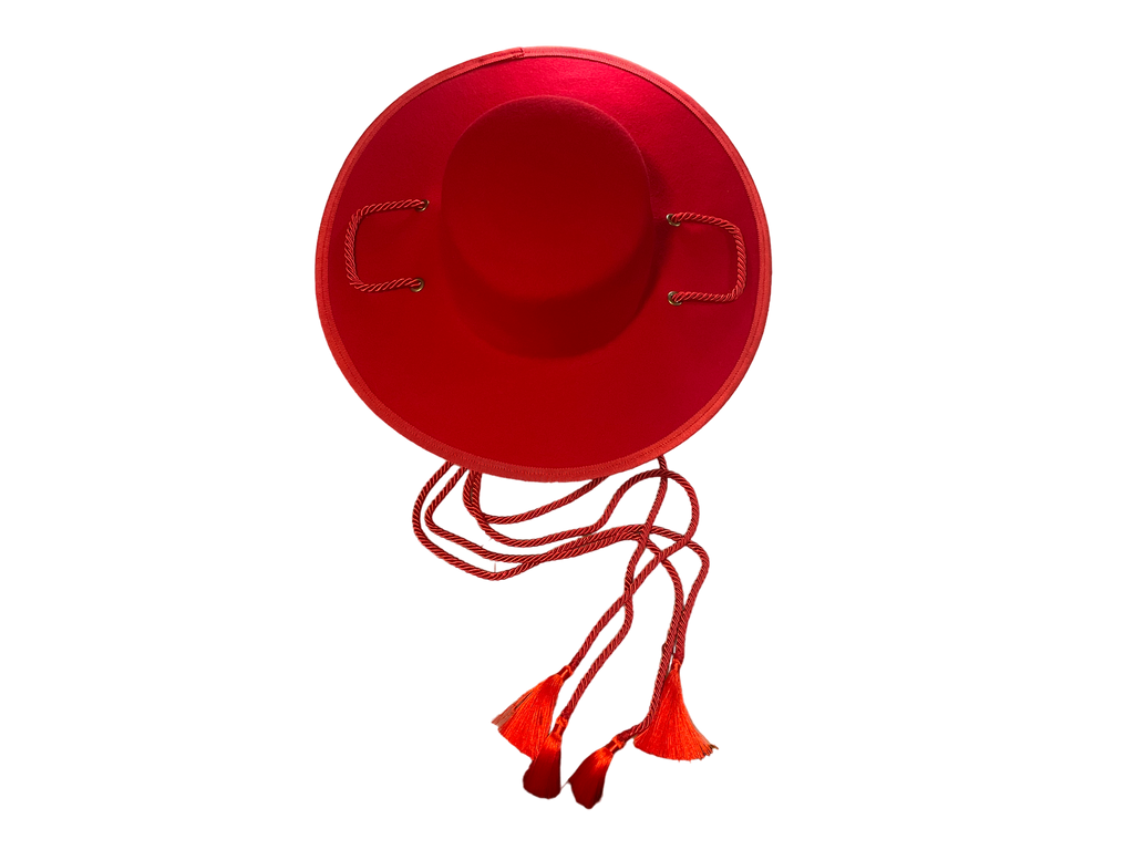 RED Wool Felt Saturno or Cappello Romano