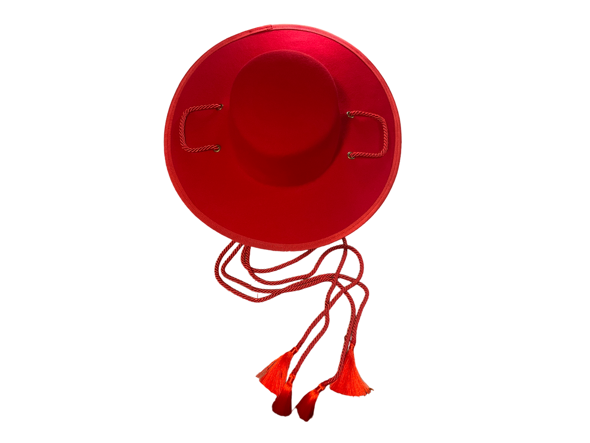 RED Wool Felt Saturno or Cappello Romano