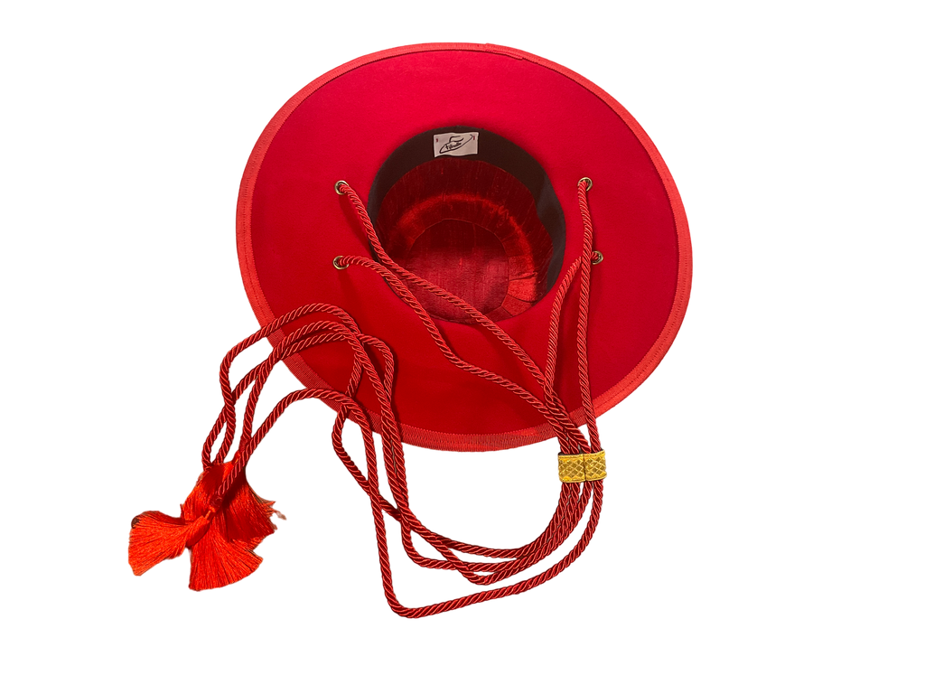 RED Wool Felt Saturno or Cappello Romano