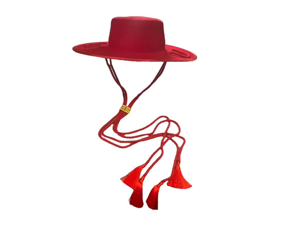 RED Wool Felt Saturno or Cappello Romano